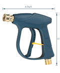 Side view of High Pressure Washer Gun 3000 PSI Max Short Spray Wand With One Quarter Inch Quick Connector M22 14, 6-inch length.