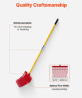 Manure Fork With 18 Angled Tines Long Fiberglass Handle Muck Rake Tool For Garden And Farm Cleanup, reinforced joints shown