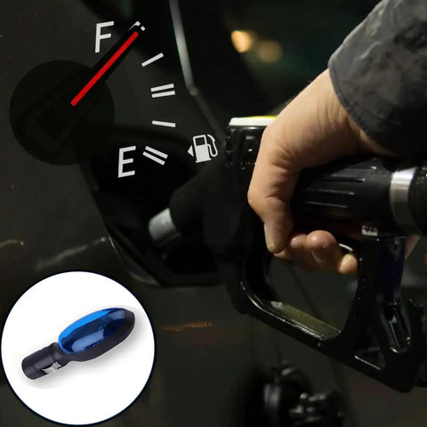 Close-up of hand using nozzle with inset of Gas Saver Kit For Fuel Efficiency And Spill Prevention, Universal Fit For Cars Trucks And Diesels