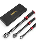 Beefy 3 In 1 Click Torque Wrench Set 1/4, 3/8, 1/2 Inch Drive with case on white background
