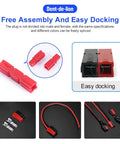 45A Quick Connect Battery Connector Kit For Modular Power Wiring And Quick Disconnects 10 Pair Set Compatible With AWG 10 12 14 600V Rated Heavy Duty High Current Battery Terminals For Auto Marine Solar DIY Projects, red connector pair