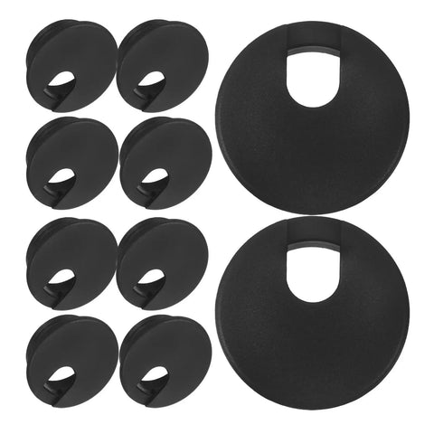 Rock This Black 60 Piece Cable Management Kit With Square Hole Covers To Keep Your Desk Wire Organized And Tangle Free For A Squeaky Clean Home Office Setup black plastic desk grommets