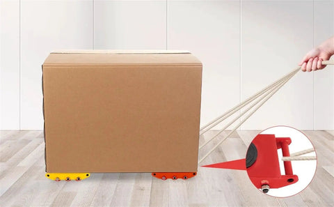 Heavy Duty Machinery Mover Dolly Skates With Six Heavy Duty Rollers 17600 Lbs Load Rating moving a box on rollers.
