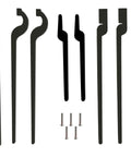DIY Five Piece Blacksmith Tong Set Bundle For Newbie Builders with stainless rivets and CNC laser pre-cut tong blanks.