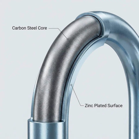 Close-up of U-Bolt Exhaust Clamp 1.75 Inch OD, Carbon Steel Core with Zinc Plated Surface
