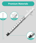 Syringes With Needle 30 Pack U-100 1ml 30G 5/16 Inch 8mm Sterile Individually Wrapped For Clear Measurements And Accurate Dosing In Lab And Medical Prep. Single 1ml syringe with 30G needle and clear scale, premium plastic