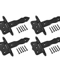 5 Inch Black Wrought Iron Antique Style Barn Door Hinge Set With Hardware Pack Of 4, Flush Mount Cast Iron Hinges, Rustic Colonial Black