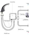 Automatic No Touch Bathroom Faucet With Motion Sensor Hands Free Sink Mixer In Brushed Nickel With Deck Plate diagram