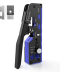 Versatile All In One RJ45 Crimp Tool With Adjustable Knob For CAT7 CAT6A CAT6 CAT5E And CAT5 Ethernet Connectors in blue and black
