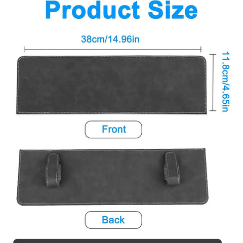 Custom Cut Sun Visor Extender Shield For Tesla Cybertruck 2024 To 2026 Premium suede product size measuring 38cm x 11.8cm.