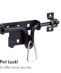 Slide Bolt Gate Latch With Padlock Hole, Heavy Duty Sliding Door Lock for Wooden Fence, two direction design, black steel