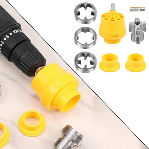 Durable Pvc Pipe Threader Kit With Electric Drill Compatible Die Set For Fast 1-2-3-4 Inch Plumbering Threads with cutter plates and tap handle.