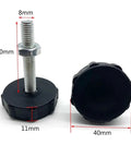 Adjustable Leveling Feet Set Of 4 M8 M10 With Anti Slip Base in black with 50mm post, 11mm base height, 40mm width