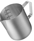 Milk Frothing Pitcher 12oz And 20oz Stainless Steel Jug For Espresso Machines And Latte Art, inside view with measurement scale.
