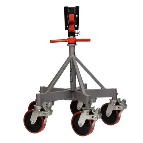 Rock Solid Heavy Duty Pipe Jack Stand With Smooth Rolling Pvc Casters And Beefy Steel Rollers For Haulin Giant Pipe Up To 36 Inches Wide While Nailing 2500 Lb Loads On Any Garage Floor