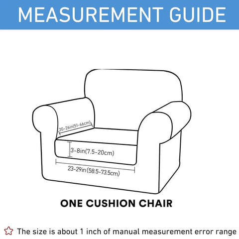 Measurement guide for one cushion chair, compatible with Waterproof Cushion Covers Stretch Sofa Slipcover For Dog Hair Stains Spills Washable Non Slip TPU Lined Outdoor Patio Furniture Replacement Navy 1 Piece Small