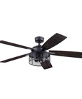 Carnegie Industrial 52 Inch Ceiling Fan With Remote And LED Light in Matte Black, 5 Blades for Large Indoor Rooms