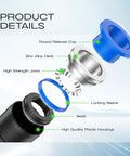 Exploded view of push-to-connect fitting details from 53 Piece Air Line Quick Connect Fittings Kit with labeled components.
