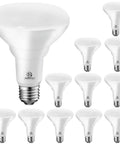 BR30 LED Recessed Light Bulbs 65W Equivalent, Dimmable Warm White 3000K, Indoor Flood Lights, 12 Pack image with E26 base.