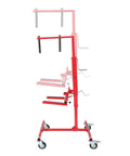 Heavy Duty Adjustable Car Door Installer And Remover Jack Lift Hoist With Swivel Base for automotive repairs, red steel construction.