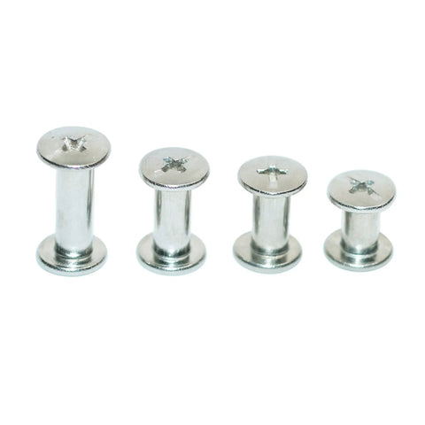 45 Pairs Of Top Shelf 304 Stainless Steel Chicago Screws For Rock Solid Leather Crafting And Bookbinding, assorted sizes.