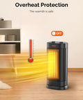 Two-Second 1500W Indoor Space Heater With PTC Ceramic Core showcasing overheat protection feature in a living room setting