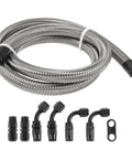 Ultimate Fuel Line Kit Featuring 3 Feet Of AN-6 CPE Hose With Essential 90 And 45 Degree Adapters Perfect For Sleek Replacement Installations On Hot Rods Or Muscle Cars That Need Reliable Routing Solutions, braided hose and fittings