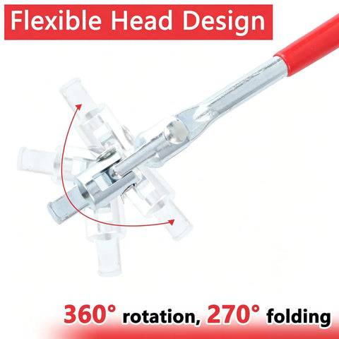 Heavy Duty Carbon Steel T Handle Spark Plug Socket Wrench Kit With Five Eighth And Thirteen Sixteenths Inch Sockets design showing flexible head and 360-degree rotation.