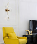 Three Light Modern Wall Sconce With Clear Glass Globe And Gold Base For Bedside Or Living Room Sleek Gold Wall Lamp Delivers Warm Ambient Glow And Contemporary Decor