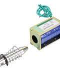 12V DC 60N Pull Type Open Frame Solenoid Electromagnet, 10mm Stroke, Compact Linear Actuator for DIY Projects and Automation, Low Power Consumption, Spring Return, Durable Magnetic Pull for Precise Actuation, open frame with plunger