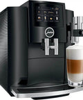 Recertified S8 Automatic Coffee And Espresso Maker In Slick Piano Black Featuring Color Touchscreen Aroma Grinder And Fine Foam Tech For Knockout Brew Vibes And Zero Fuss Sipping with milk drink