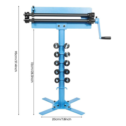 Heavy Duty Bead Roller Machine Manual Sheet Metal Bead Roller 19.29 Inch With 1.2mm Die And Six Sets Of Dies, shown with stand