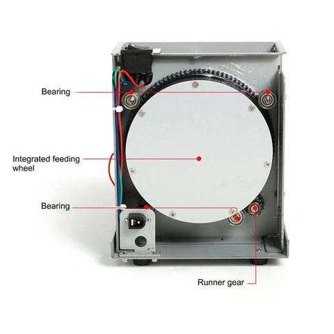 Interior view of Automatic Screw Feeder And Driver For Fast Assembly, 2 Pieces Per Second Output, showing bearings and feeding wheel