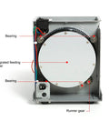 Screw Feeder And Arranging Machine for M1.0 to M5.0 Screws, showing integrated feeding wheel and bearings.