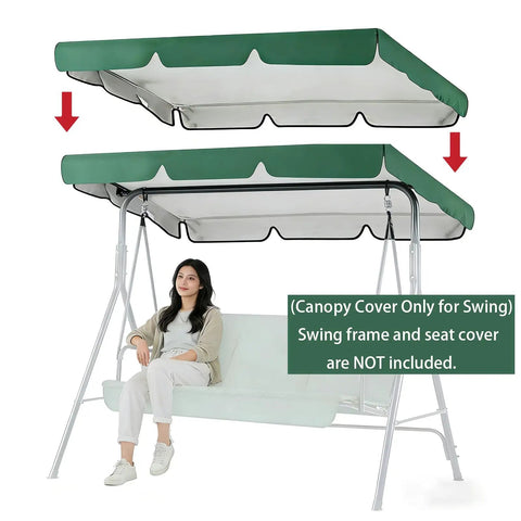 All Weather Patio Swing Canopy Replacement Cover for Outdoor Garden Yard Porch Two Seat Swing UV Waterproof 420D Oxford Cloth