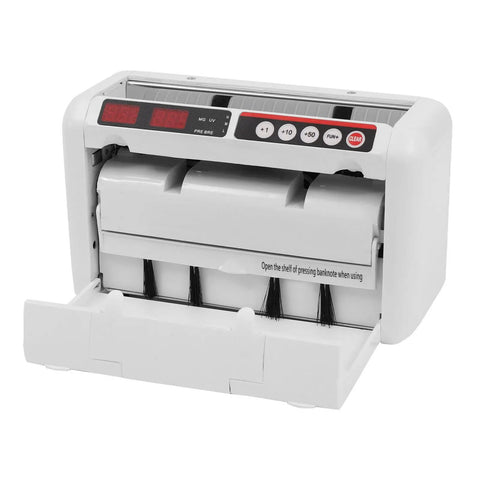 Portable Battery Powered Bill Counter With UV And MG Detection, 800 Bills Per Minute, Rechargeable Money Counter, white unit