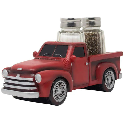 Red Pickup Truck Salt And Pepper Shaker Set For Farmhouse Kitchen Decor Rustic Resin Figurines And Decorative Spice Rack Gift