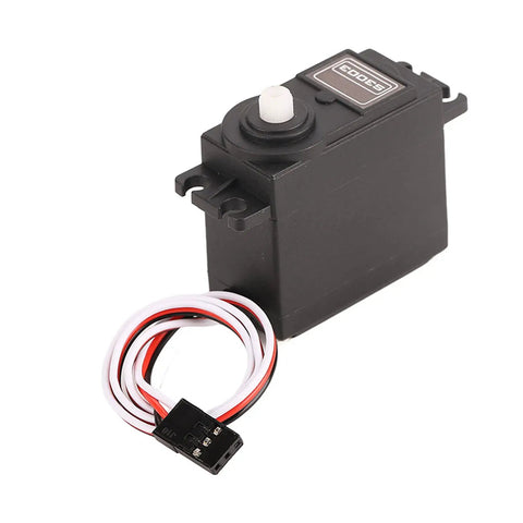 Ultra Quiet RC Servo Compatible With Futaba Systems, compact black servo with cables, designed for fast response in RC cars.