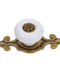 Dope Vintage Ceramic Cabinet Knobs With Antique Zinc Back Plate Retro Drawer Pulls for kitchen cabinets shown front view.