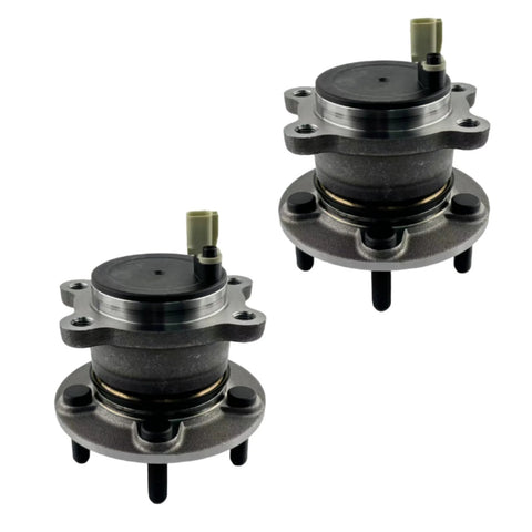 Rear Wheel Bearing and Hub Assembly Set for Ford Escape 2013-2019, C-Max 2013-2018, Lincoln MKC 2015-2019, FWD, 5-Lug, ABS Included, Two-Piece Replacement, Set of 2, shown in a side view.