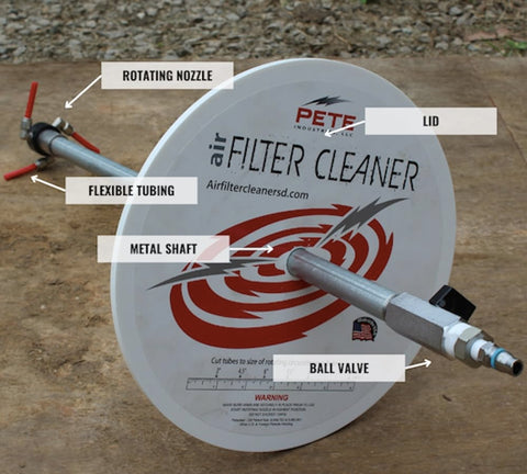 Air Filter Cleaner Heavy Duty Rotating End For Quick Clean Up, Cleans Most Filters In Under One Minute, Made In USA