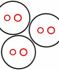 Three Piece Black Carburetor Float Bowl Gasket Kit With Replacement Washers for Engines GX120 GX160 GX200 shown, rubber and paper seals
