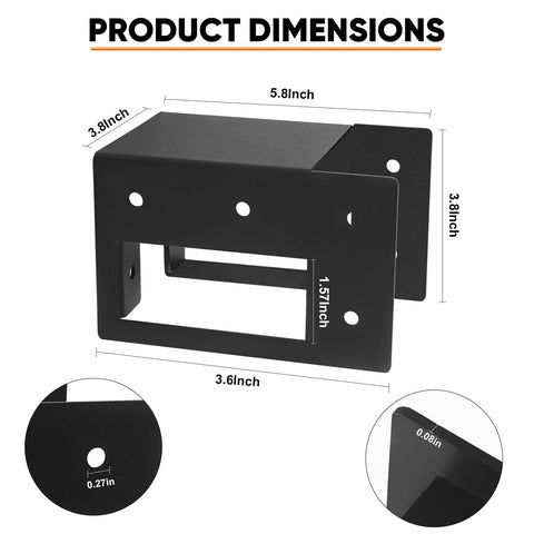 8 Pack Firewood Log Storage Rack Bracket Adjustable Beefy Heavy Duty Powder Coated Steel Holder dimensions illustration