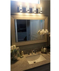 Led Vanity Lighting Fixture For Bathroom With Champagne Bubble Crystal Shades In Chrome Finish over mirror setup