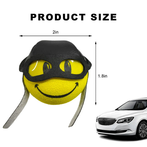 Funny Pilot Antenna Topper Ball For Cars EVA Foam Exterior Decoration size comparison next to a car