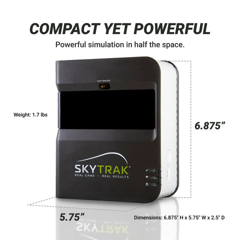 Portable Golf Launch Monitor With Real Time Feedback And Photometric Tech for Ball Speed Carry with dimensions and weight shown