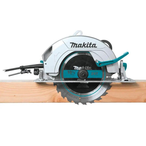 Image of a Ten And One Quarter Inch Circular Saw With Beefy 15 Amp Motor Delivers 4,300 RPM For Fast Clean Cuts Through Beams And Engineered Lumber In A Single Pass Ultra Balanced And Rugged Power For Framing Decking And Tough Woodwork Built For Pros Who Want Real on a wooden beam