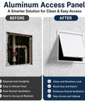 Before and after image of Slick White Attic Access Panel Door for Drywall showing installation transformation.
