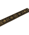 Tree Of Life Dope Abstract Table Runner 13x60 Inches With Golden Black Celtic Geometric Dragon Boat Rudder Motifs, cotton blend.