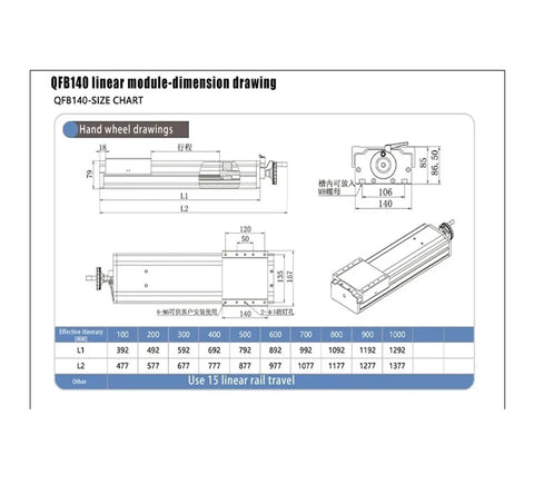 QFB140 linear module dimension drawing for 140 Mm Wide Ball Screw Linear Slider With Dual Rail Actuator Delivering Rock Solid Performance For Lab Experiments And Factory Automation Featuring Built Tough Design And Hassle Free Setup.
